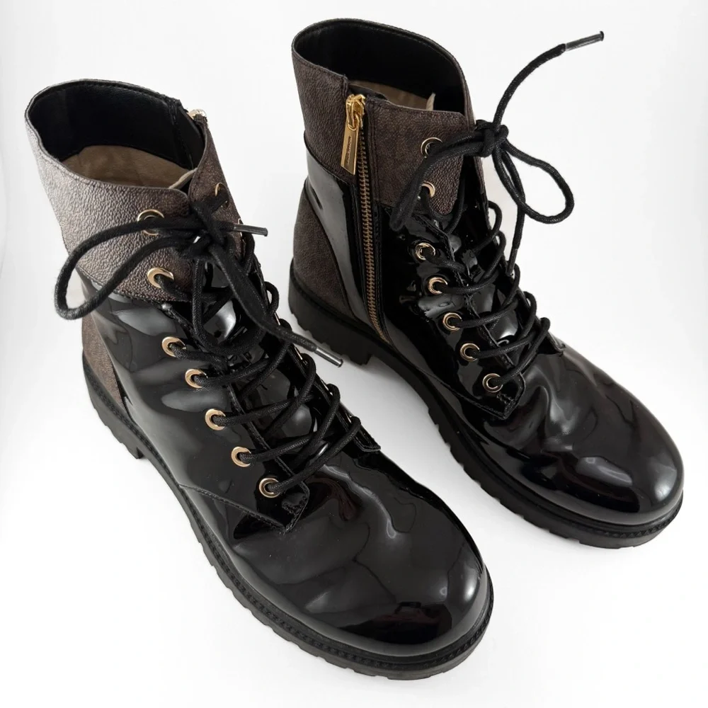 MICHAEL Michael Kors Women's Alistair Lace-Up Lug Sole Combat Booties - Picture 2 of 12